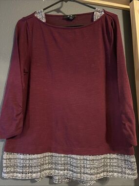AGB Maroon Knit Tunic with Patterned Hem